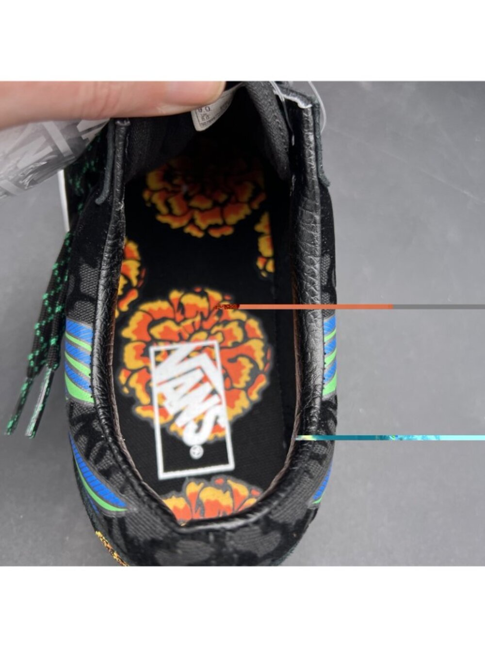 Vans Old Skool Dia de los Muertos Hummingbird Skate Shoe M9 W10.5 Black Blue NEW - Picture 8 of 16